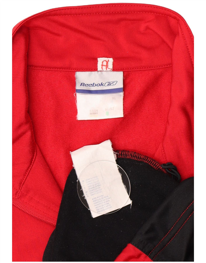 Reebok Mens Tracksuit Top Jacket Large Red Colourblock Polyester