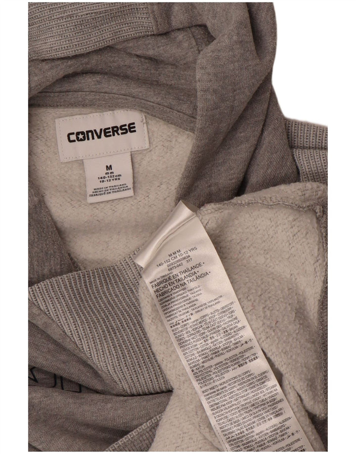 CONVERSE Boys Graphic Hoodie Jumper 10-11 Years Medium Grey Colourblock