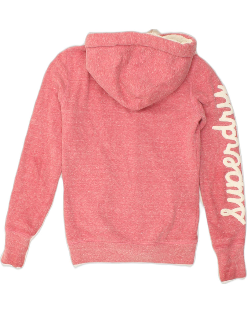 SUPERDRY Womens Graphic Zip Hoodie Sweater UK 6 XS  Pink Polyester | Vintage Superdry | Thrift | Second-Hand Superdry | Used Clothing | Messina Hembry 