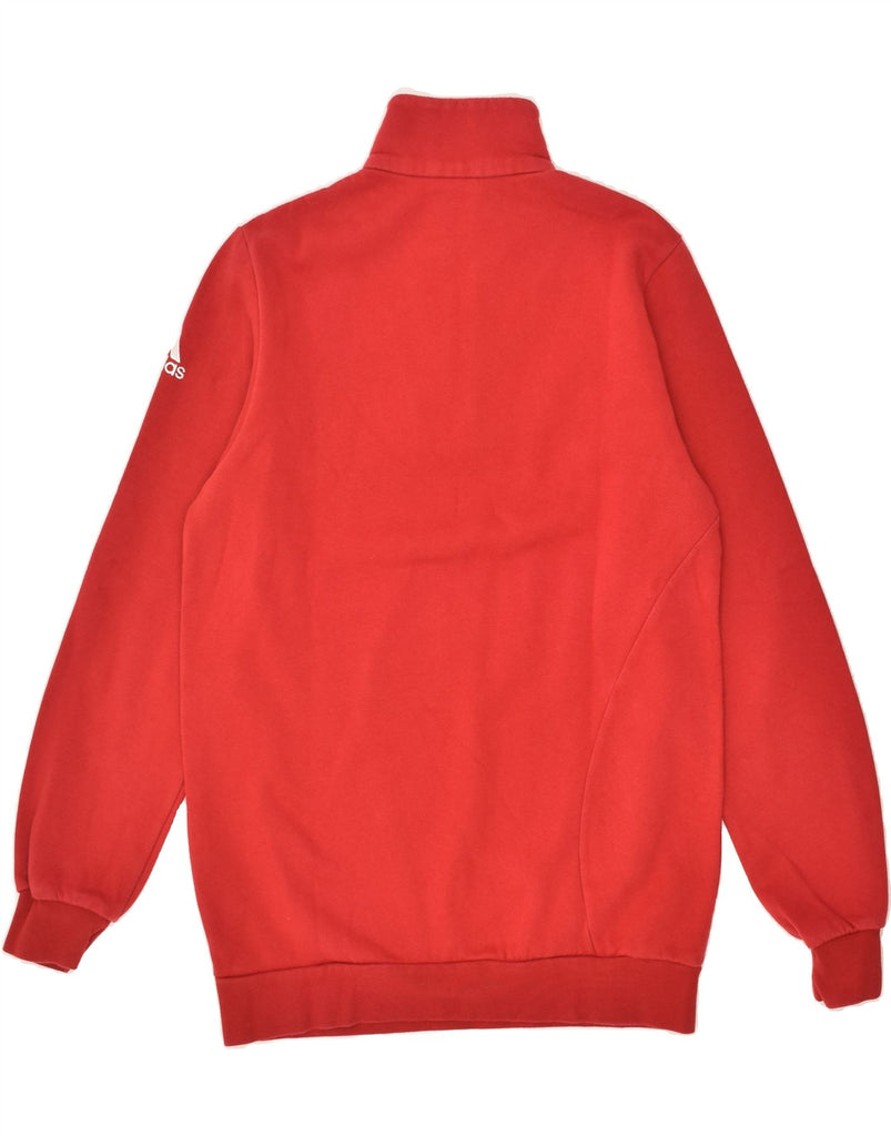 ADIDAS Mens Zip Neck Sweatshirt Jumper UK 38 /40 Medium Red Cotton | Vintage Adidas | Thrift | Second-Hand Adidas | Used Clothing | Messina Hembry 