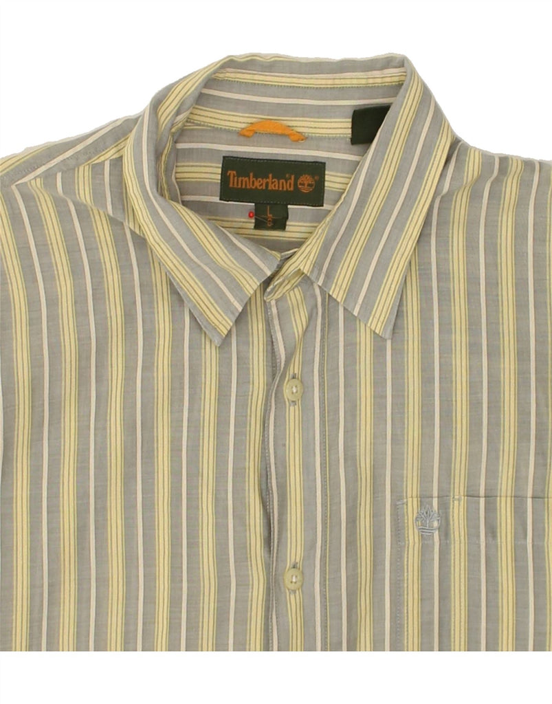 TIMBERLAND Mens Shirt Large Grey Striped Cotton | Vintage Timberland | Thrift | Second-Hand Timberland | Used Clothing | Messina Hembry 