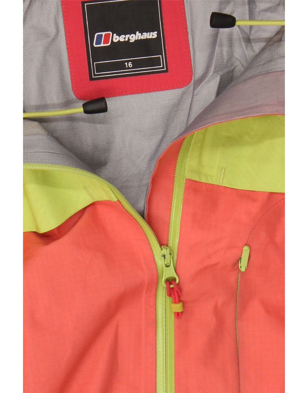 Berghaus Womens Hooded Rain Jacket UK 16 Large Orange Colourblock