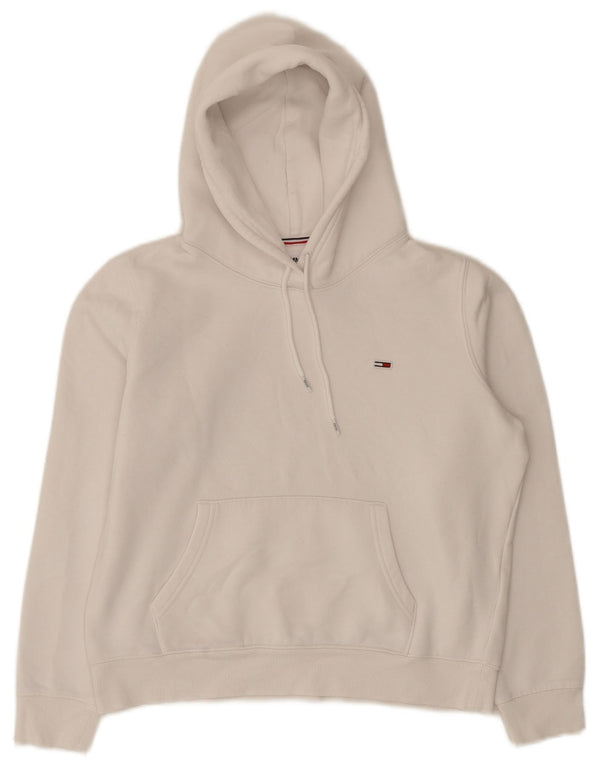 Tommy Hilfiger Womens Hoodie Jumper UK 14 Medium White Cotton