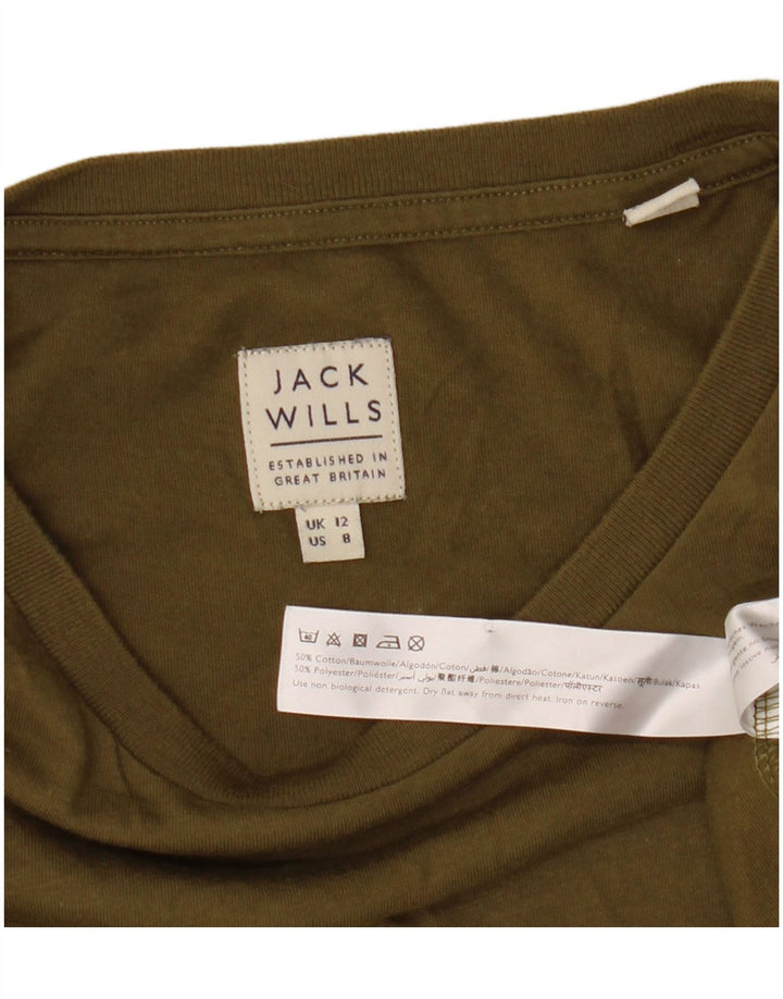 Jack Wills Womens T-Shirt Top UK 12 Medium Khaki Cotton