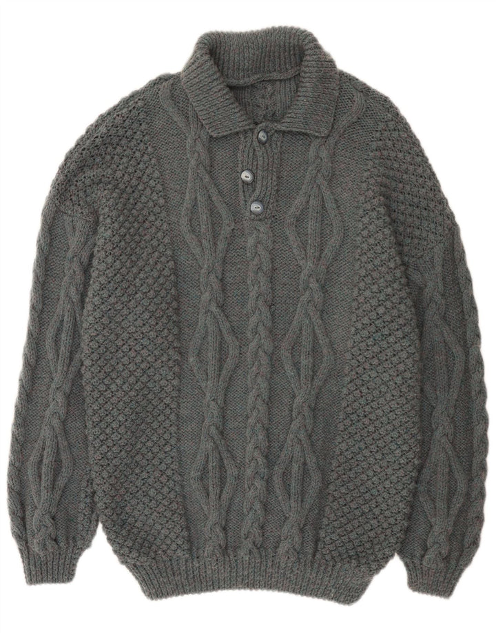 Vintage Mens Polo Neck Jumper Sweater Large Grey