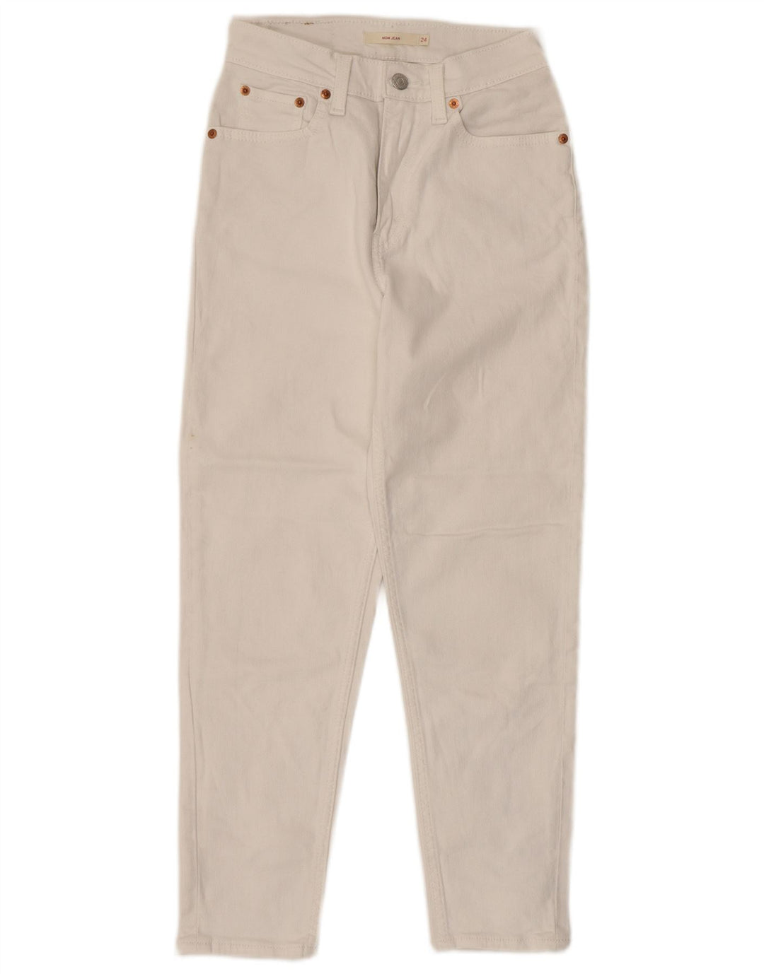 Levi's Womens Mom Cropped Jeans W24 L24 Off White Cotton