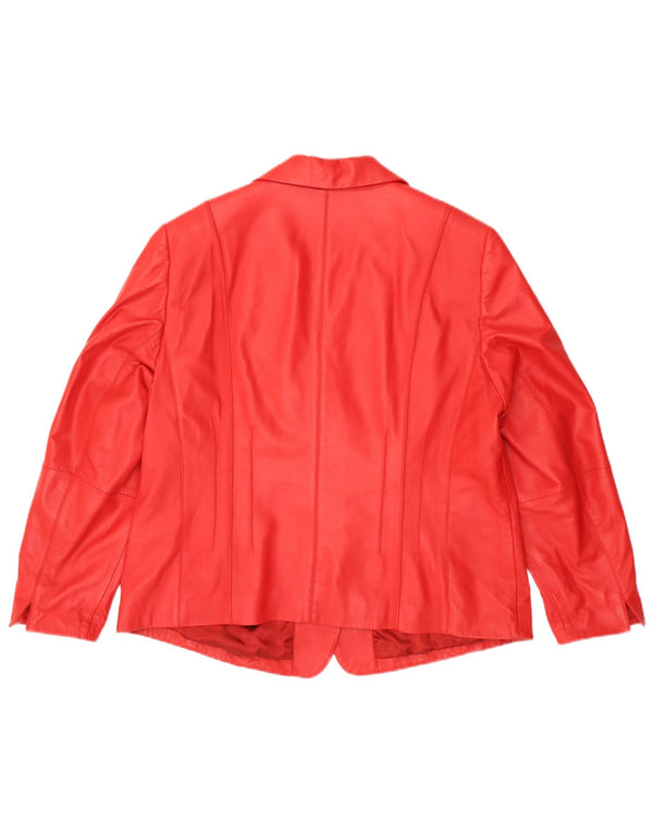 Gerry Weber Womens 3 Button Leather Blazer Jacket UK 20 2XL Red Leather