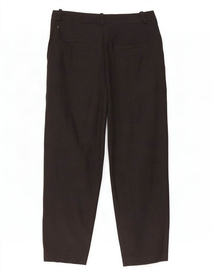 Massimo Dutti Womens Cropped Trousers EU 40 Medium W30 L25 Black Linen