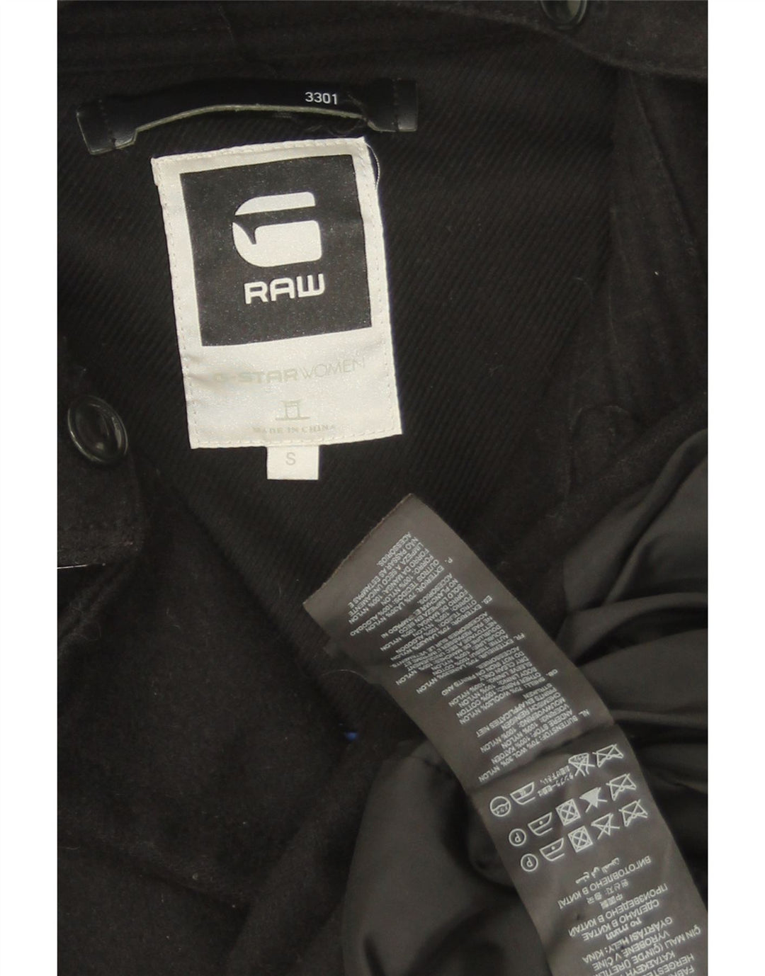 G-Star Womens Double Breasted Coat UK 10 Small Black Wool