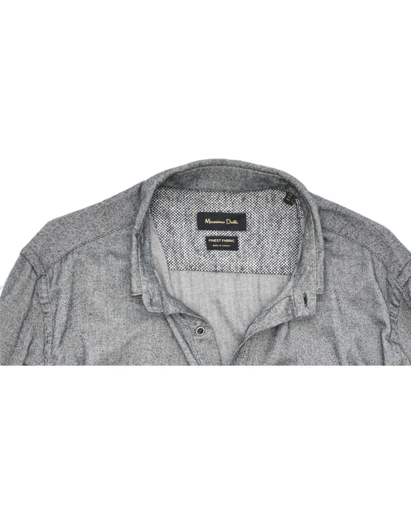 MASSIMO DUTTI Mens Shirt Large Grey Cotton | Vintage | Thrift | Second-Hand | Used Clothing | Messina Hembry 