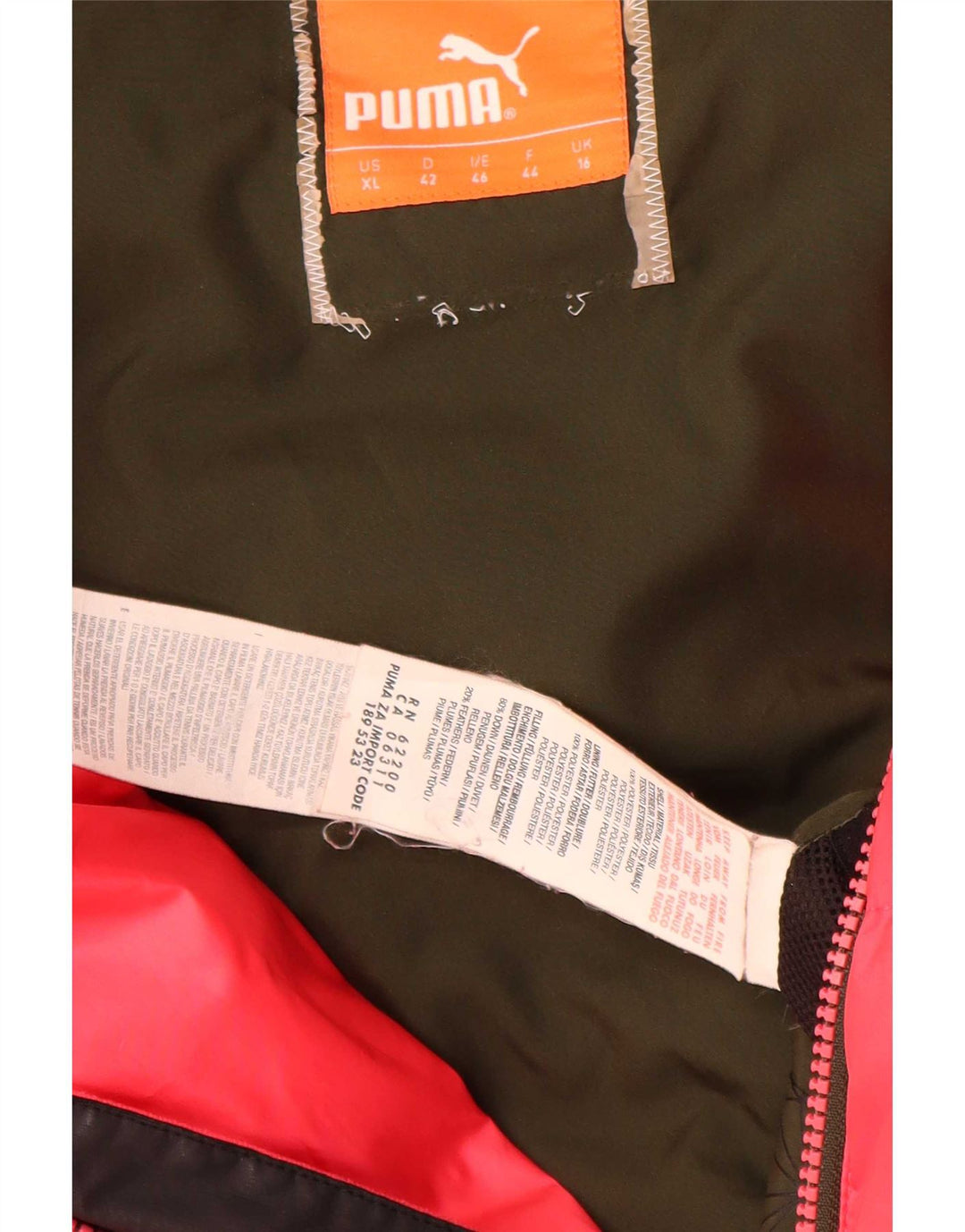 Puma Womens Hooded Padded Jacket UK 16 Large  Red Polyester