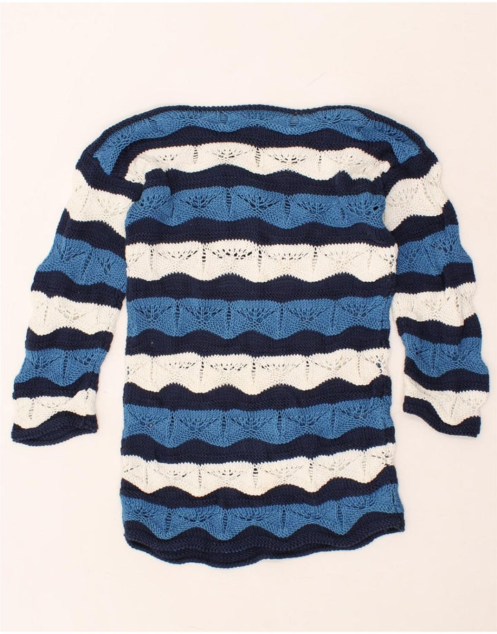 VINTAGE Womens Boat Neck Jumper Sweater UK 12 Medium Multicoloured Striped Vintage Vintage and Second-Hand Vintage from Messina Hembry 