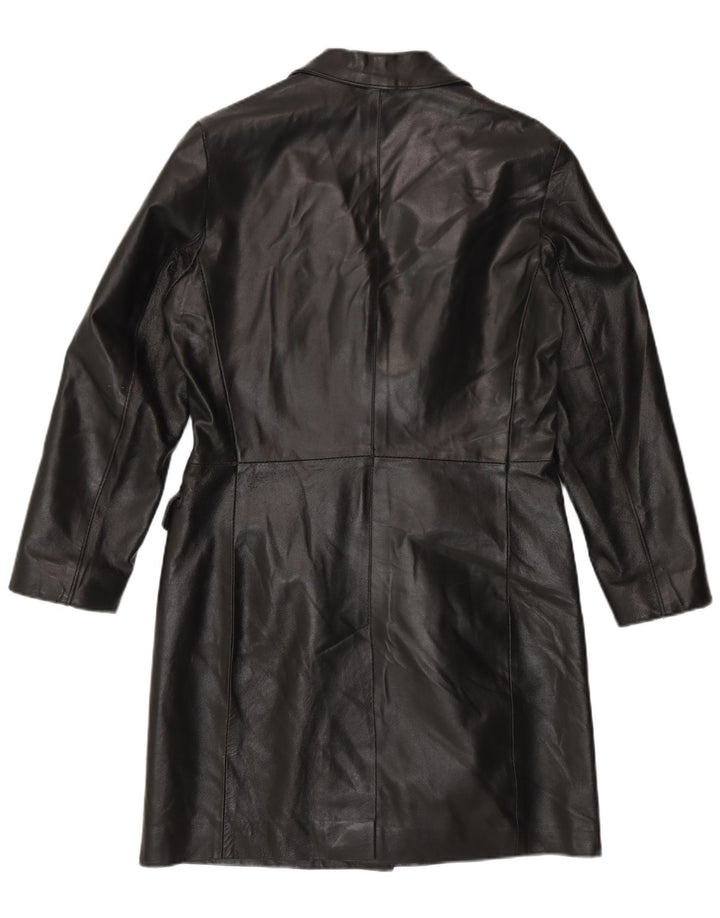 Vintage Womens Leather Coat IT 42 Medium Black Leather