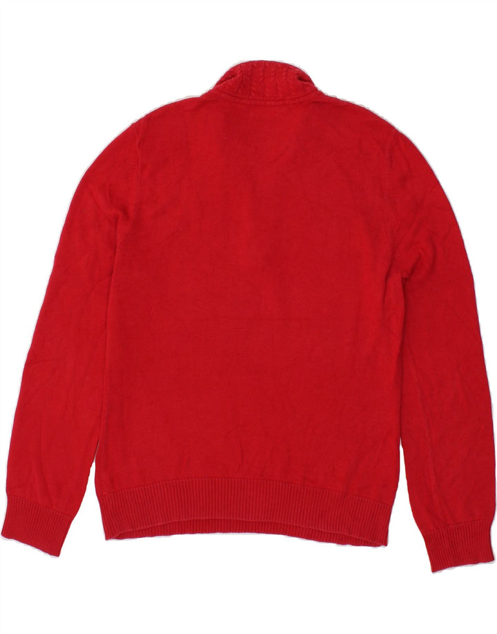 IZOD Womens Zip Neck Jumper Sweater UK 16 Large Red Cotton Vintage Izod and Second-Hand Izod from Messina Hembry 