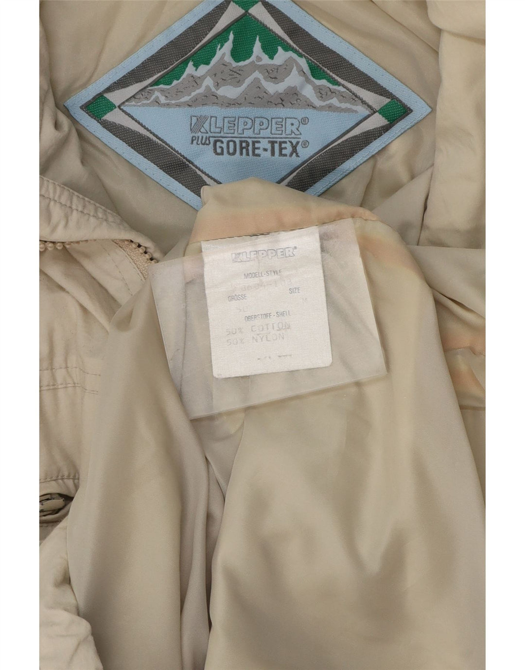 KLEPPER Mens Gore-Tex Hooded Utility Jacket UK 38 Medium Beige Cotton