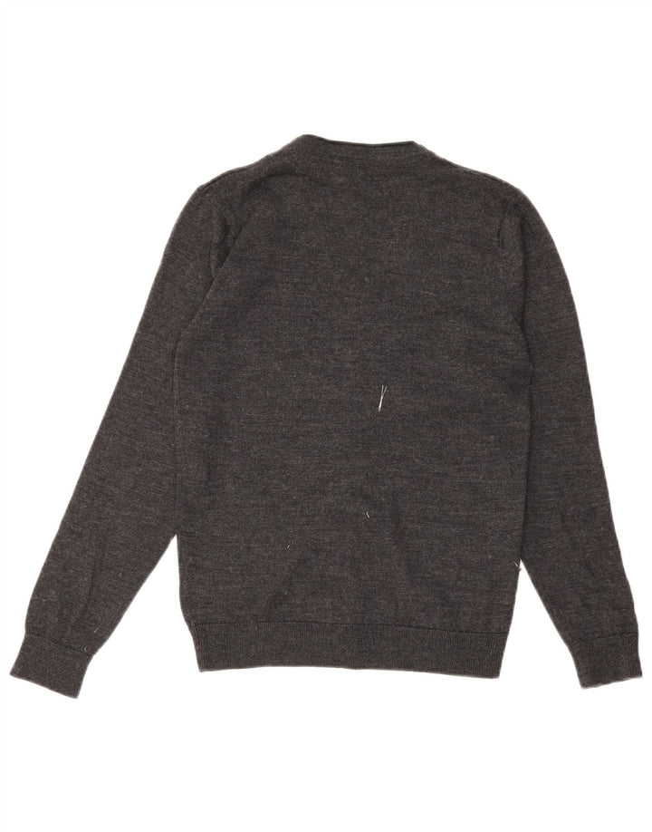 Marks & Spencer Boys Cardigan Sweater 13-14 Years Grey Merino Wool