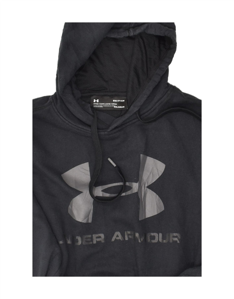 UNDER ARMOUR Mens Graphic Hoodie Jumper Small Black Cotton | Vintage Under Armour | Thrift | Second-Hand Under Armour | Used Clothing | Messina Hembry 