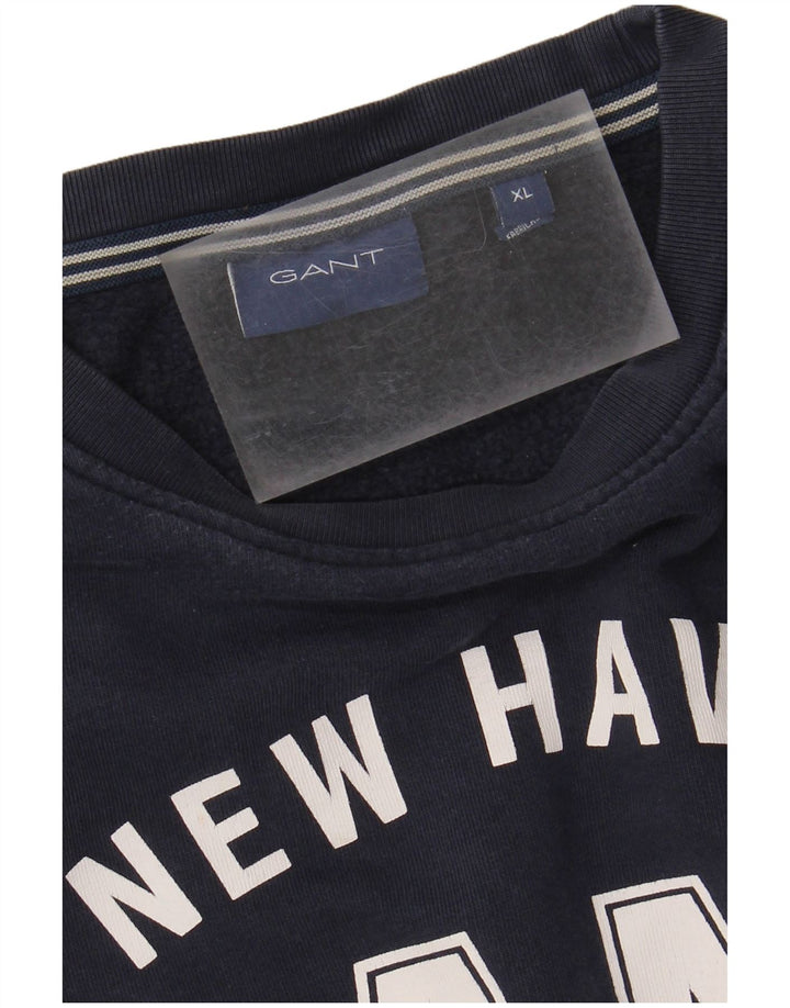GANT Mens Graphic Sweatshirt Jumper XL Navy Blue Cotton