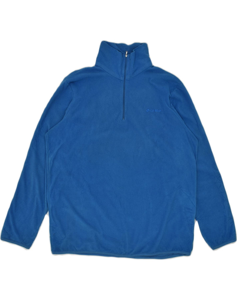 LOTTO Mens Zip Neck Fleece Jumper 3XL Blue Polyester | Vintage Lotto | Thrift | Second-Hand Lotto | Used Clothing | Messina Hembry 