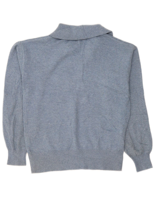 Marks & Spencer Womens Oversized Polo Neck Jumper Sweater UK 6 XS Blue