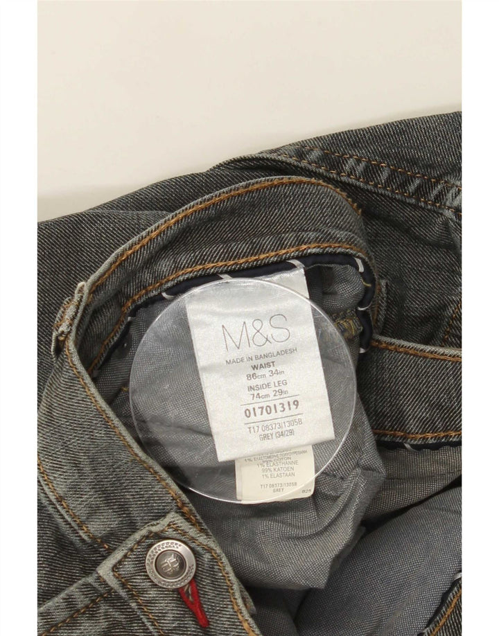 Marks & Spencer Mens Straight Jeans W34 L29 Grey Cotton