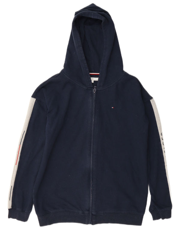 Tommy Hilfiger Boys Zip Hoodie Sweater 15-16 Years Navy Blue Colourblock