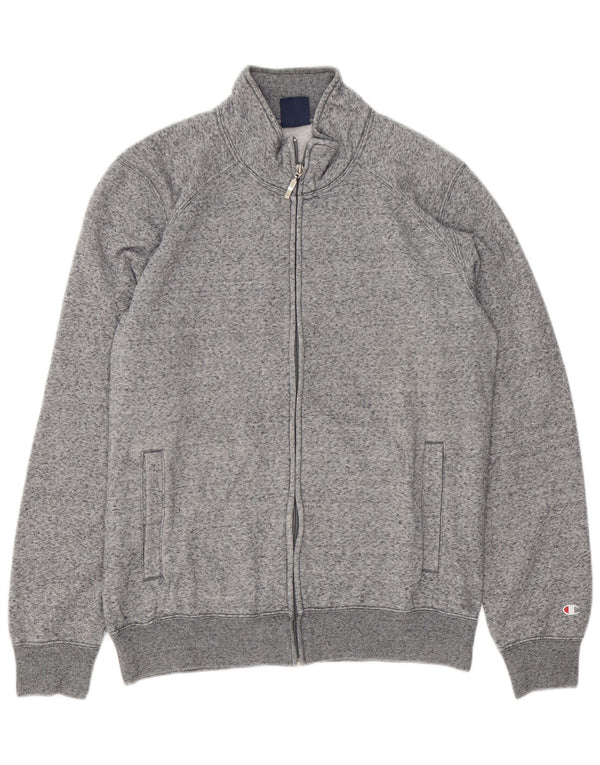 Champion Mens Tracksuit Top Jacket Medium Grey Flecked Cotton