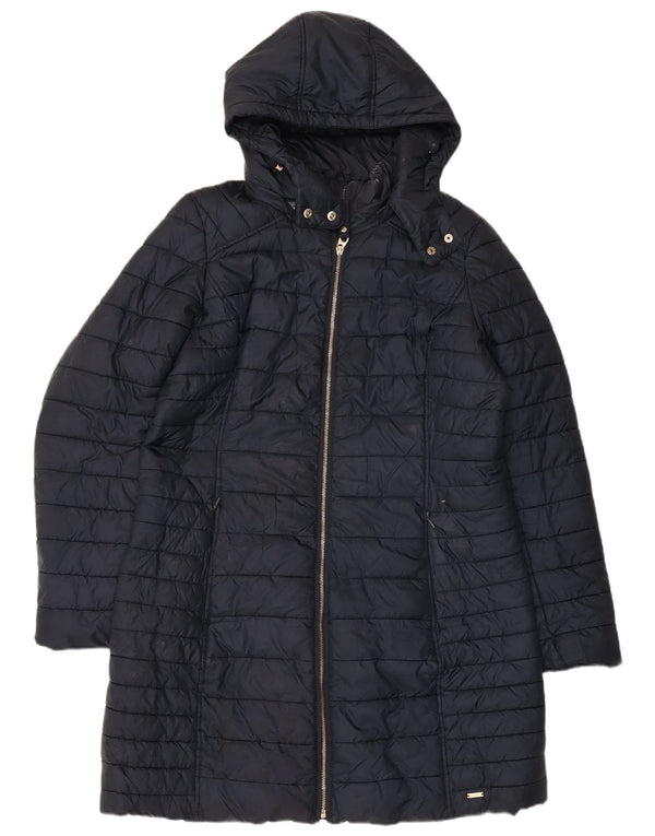 Joules Womens Hooded Padded Coat UK 16 Large Navy Blue Polyester