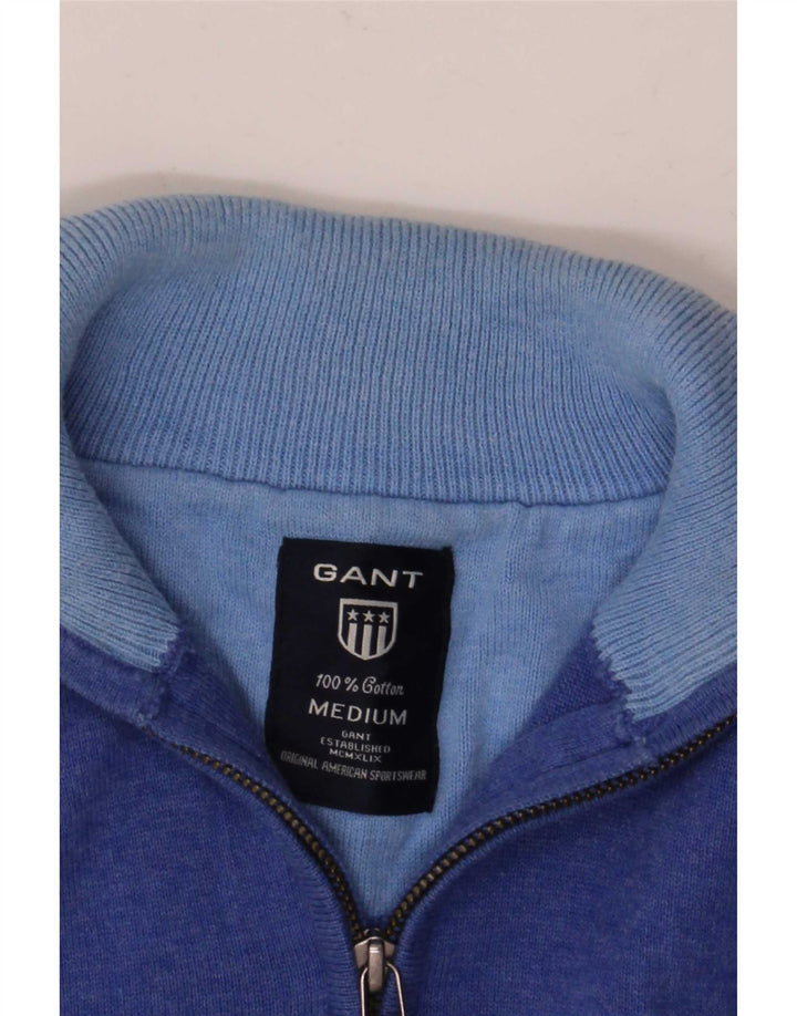 Gant Mens Zip Neck Jumper Sweater Medium Blue Cotton