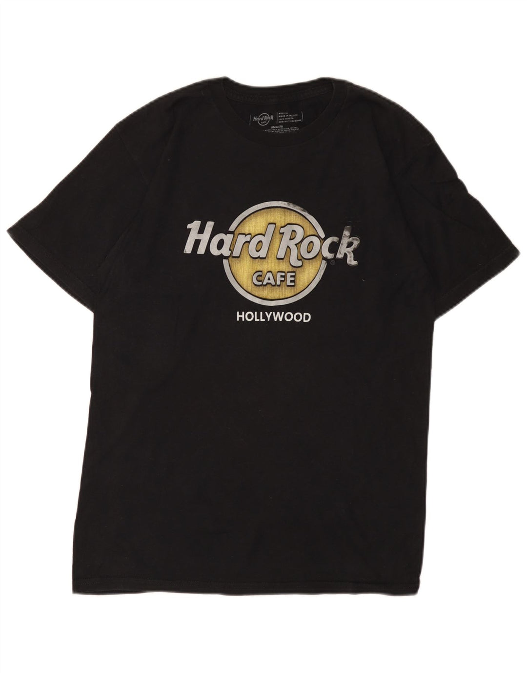 Hard Rock Cafe Mens Hollywood Graphic T-Shirt Top Medium Black Cotton