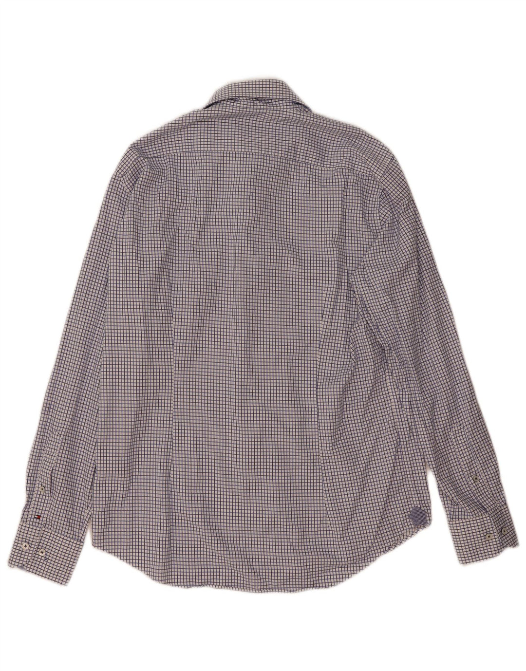 Tommy Hilfiger Mens Fitted Shirt Size 41/16 Large Blue Check