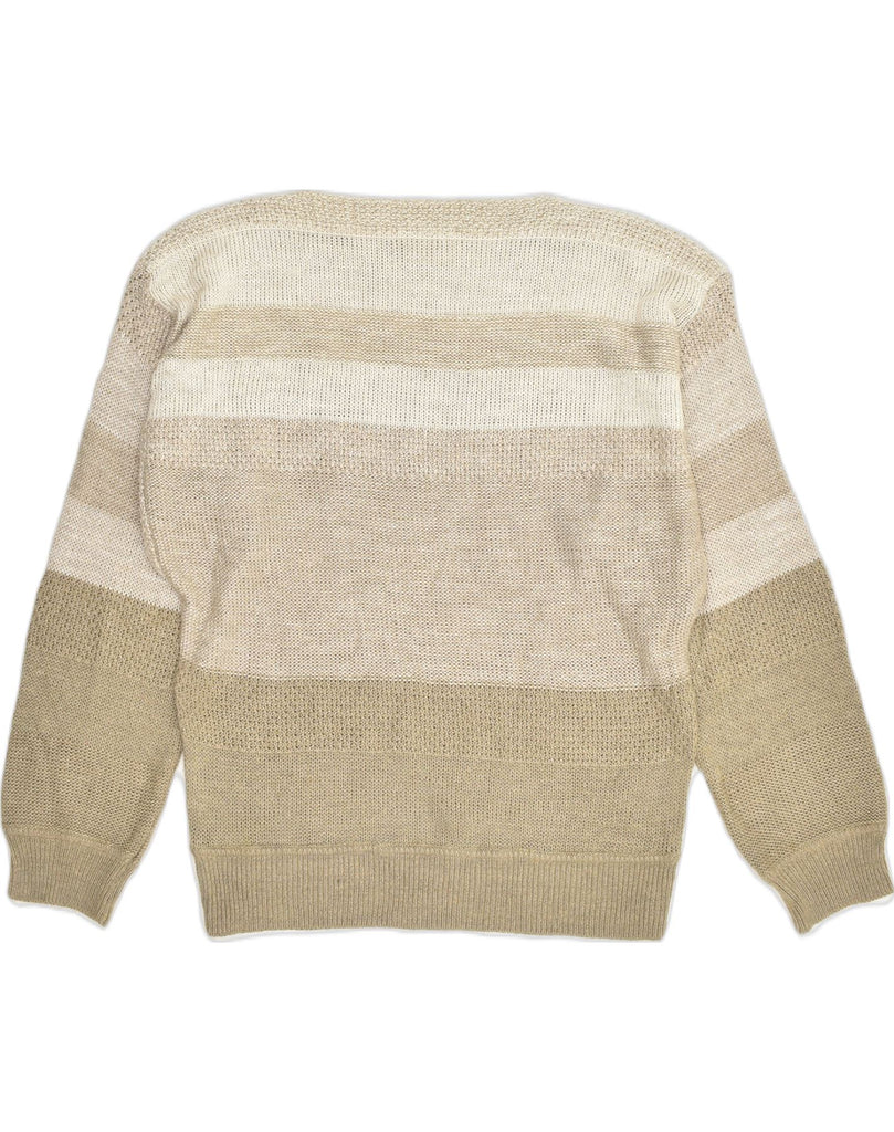 BOGNER Womens Boat Neck Jumper Sweater UK 12 Medium Beige Colourblock | Vintage Bogner | Thrift | Second-Hand Bogner | Used Clothing | Messina Hembry 