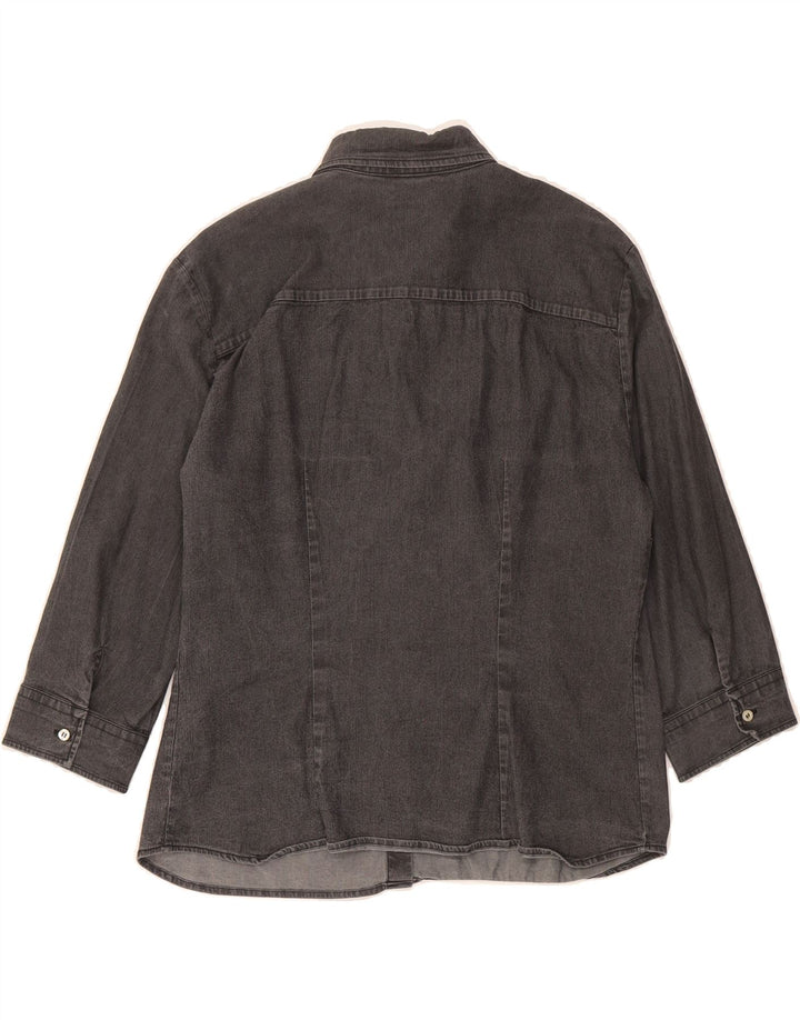 BENETTON Womens 3/4 Sleeve Denim Shirt UK 14 Large Grey Vintage Benetton and Second-Hand Benetton from Messina Hembry 