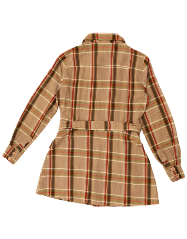 Daniel Hechter Womens Longline Shirt Blouse UK 10 Small Brown Check