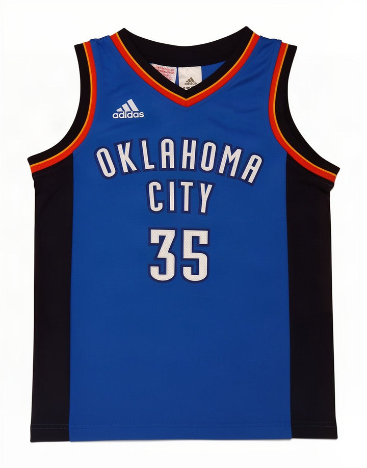 Adidas Boys Oklahoma Graphic Vest Top 9-10 Years Blue Colourblock Polyester