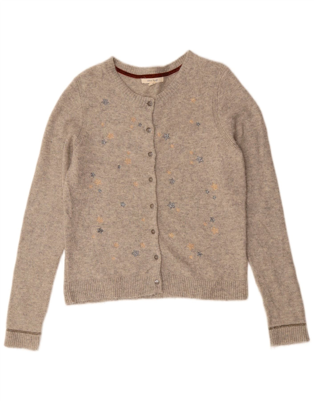 WHITE STUFF Womens Abstract Pattern Cardigan Sweater UK 10 Small Grey