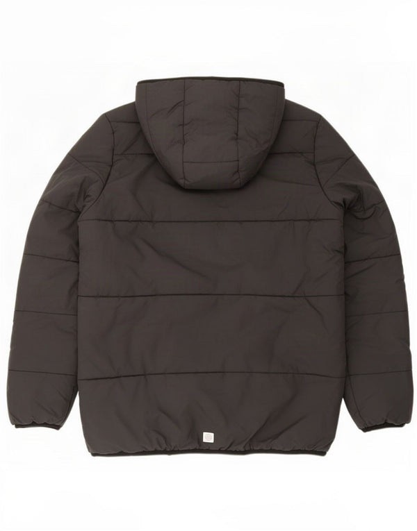 Adidas Boys Hooded Padded Jacket 15-16 Years Black Polyester