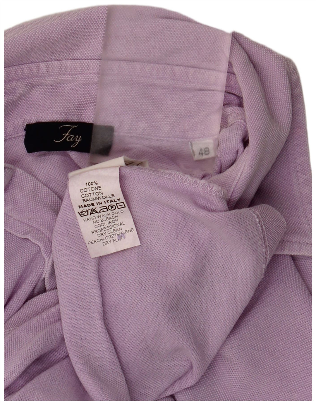 Fay Mens Polo Shirt IT 48 Medium Purple Cotton