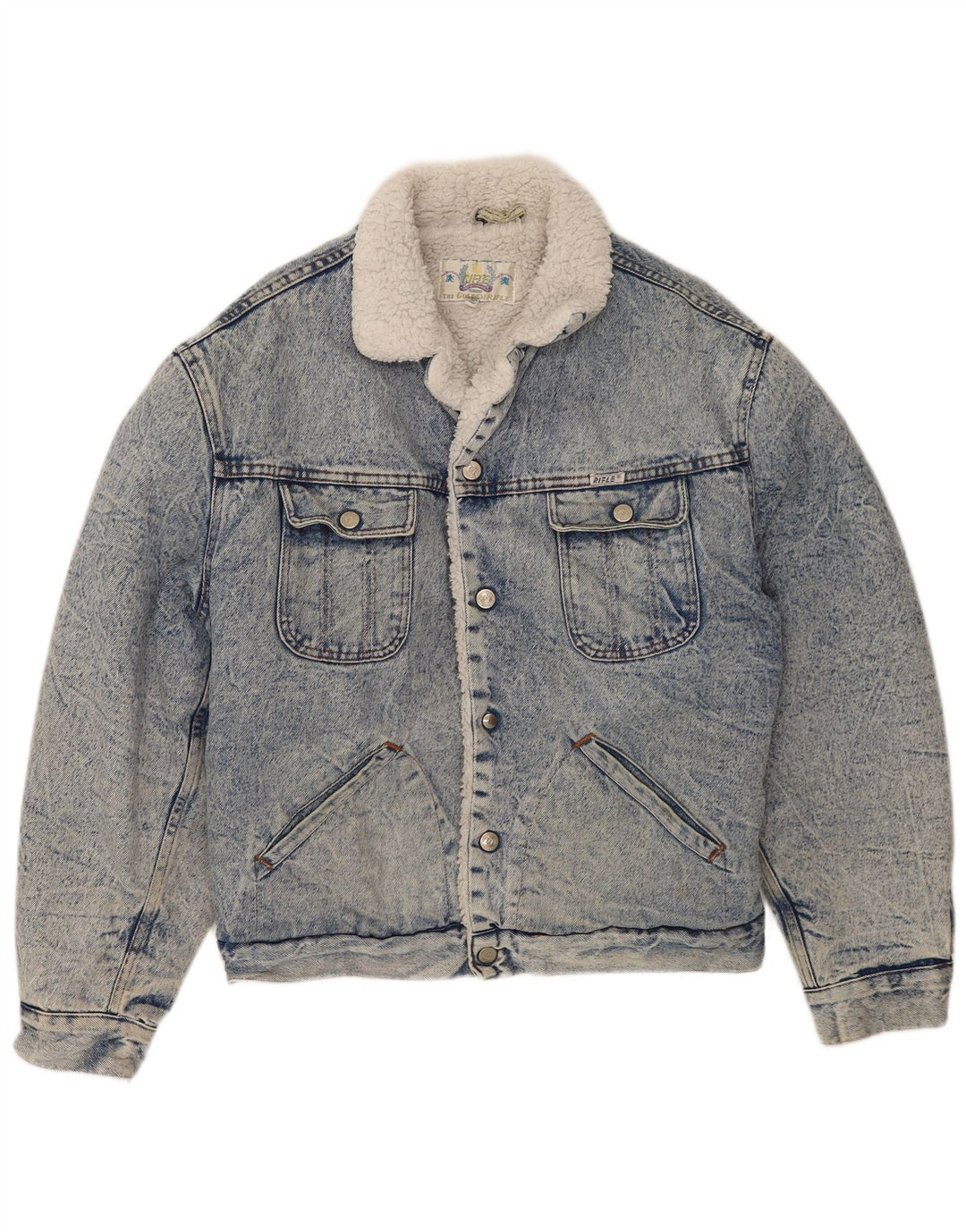 Rifle Mens Sherpa Denim Jacket UK 40 Large Blue