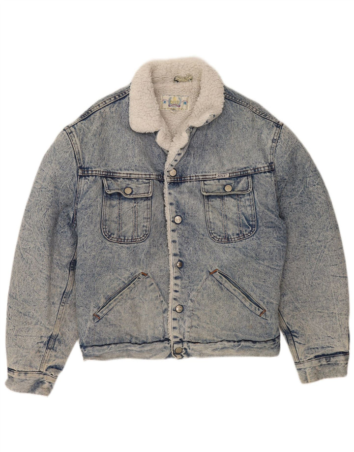 Rifle Mens Sherpa Denim Jacket UK 40 Large Blue