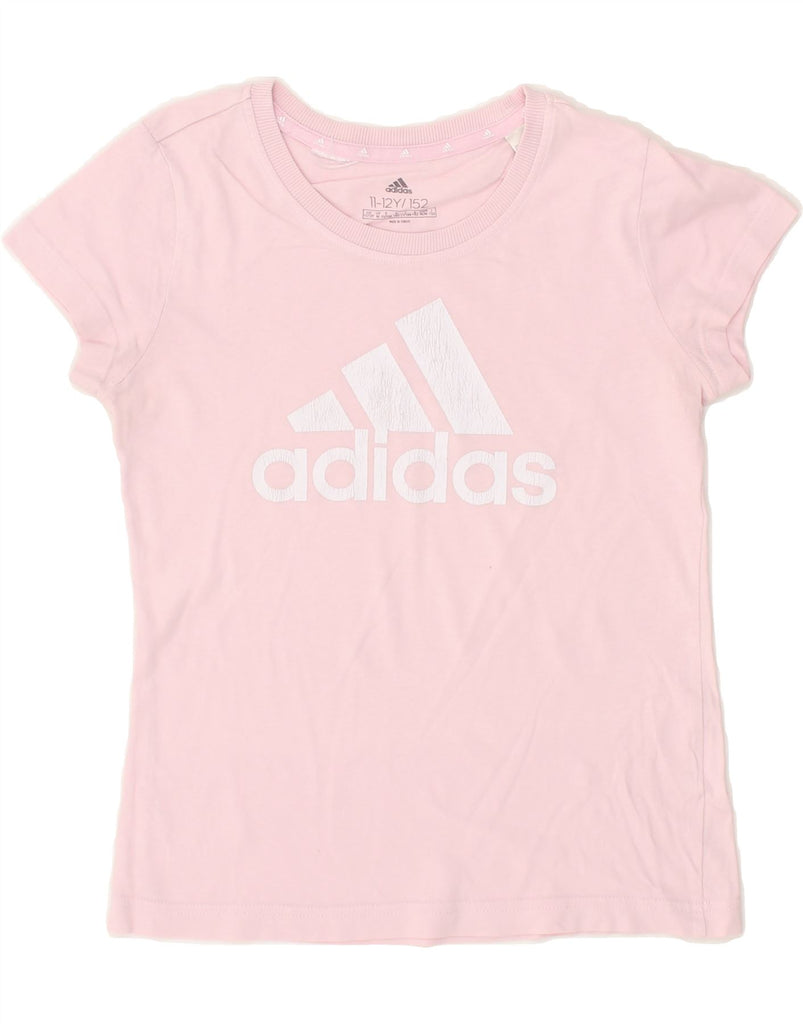 ADIDAS Girls Graphic T-Shirt Top 11-12 Years Pink Cotton | Vintage Adidas | Thrift | Second-Hand Adidas | Used Clothing | Messina Hembry 