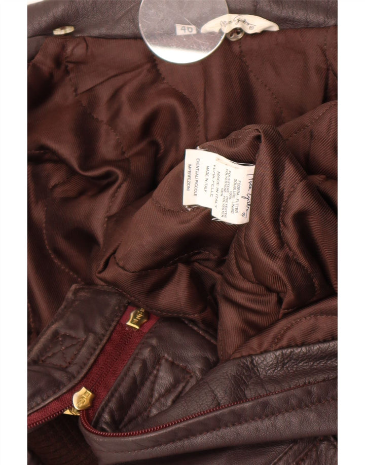 Vintage Womens Leather Jacket IT 46 Large Brown Leather