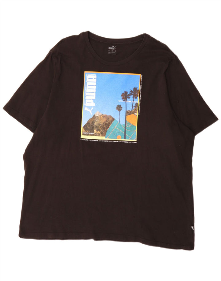 Puma Mens Graphic T-Shirt Top 2XL Black
