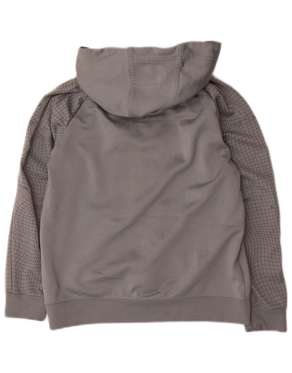 NIKE Boys Graphic Hoodie Jumper 12-13 Years Large Grey Check Polyester