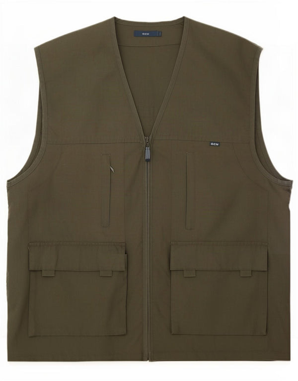 Vintage Mens Utility Gilet UK 40 Large Khaki