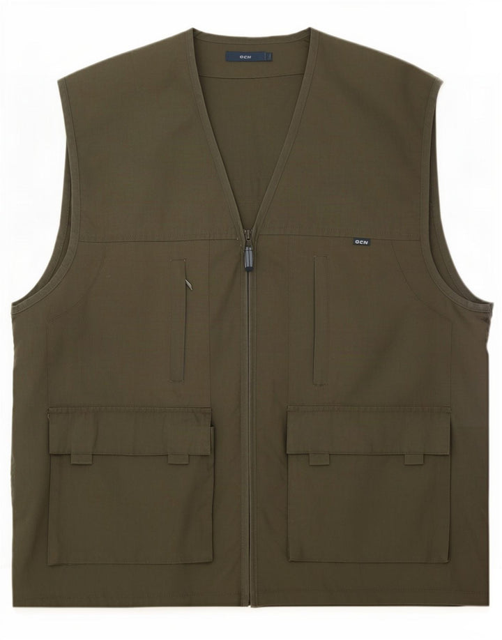 Vintage Mens Utility Gilet UK 40 Large Khaki