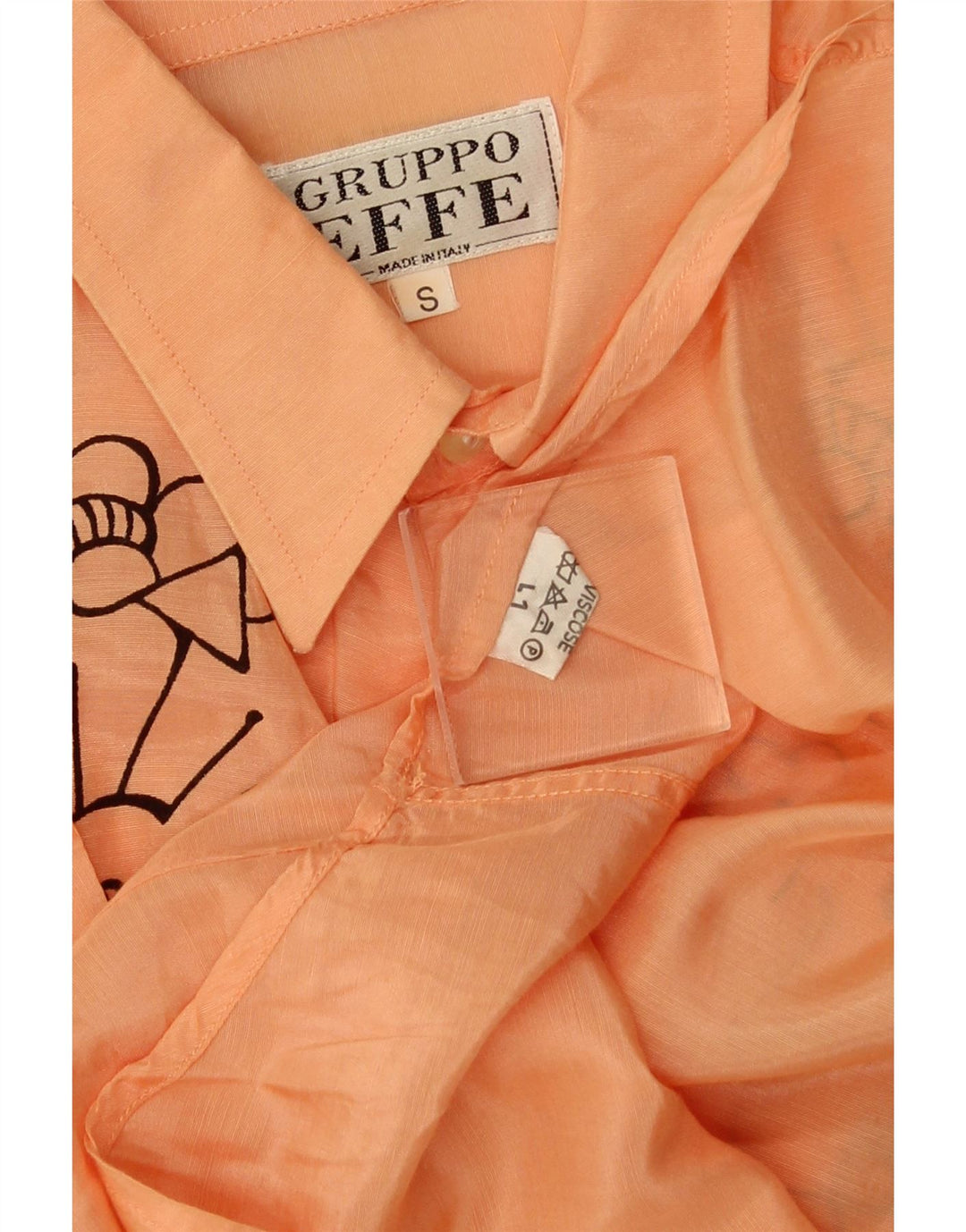 VINTAGE Mens Graphic Short Sleeve Shirt Small Orange Viscose