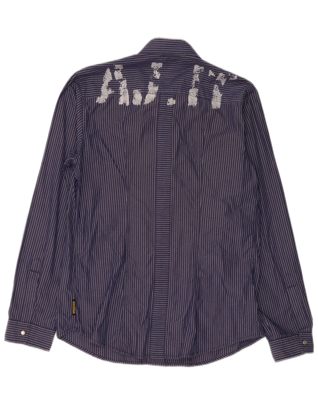 Armani Jeans Mens Graphic Shirt Medium Navy Blue Pinstripe Cotton