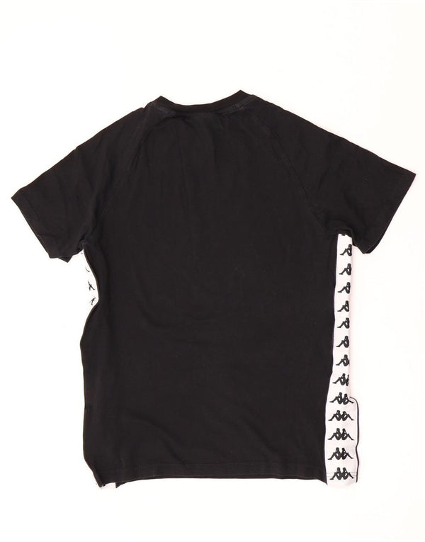 Kappa Womens Graphic T-Shirt Top UK 10 Small Black Colourblock Cotton