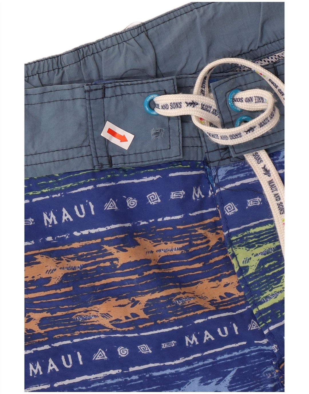 MAUI AND SONS Mens Swimming Shorts Small Blue Striped Polyamide